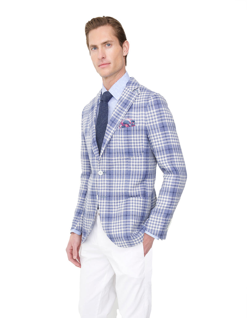 LINEN WOOL PLAID BLAZER