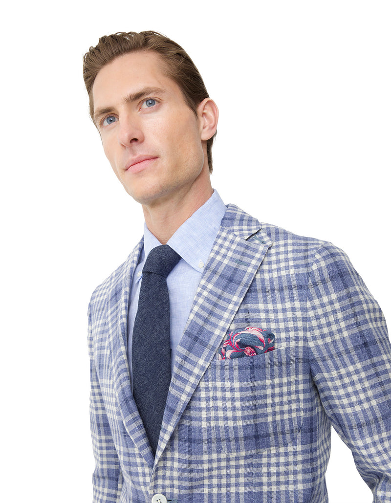 LINEN WOOL PLAID BLAZER