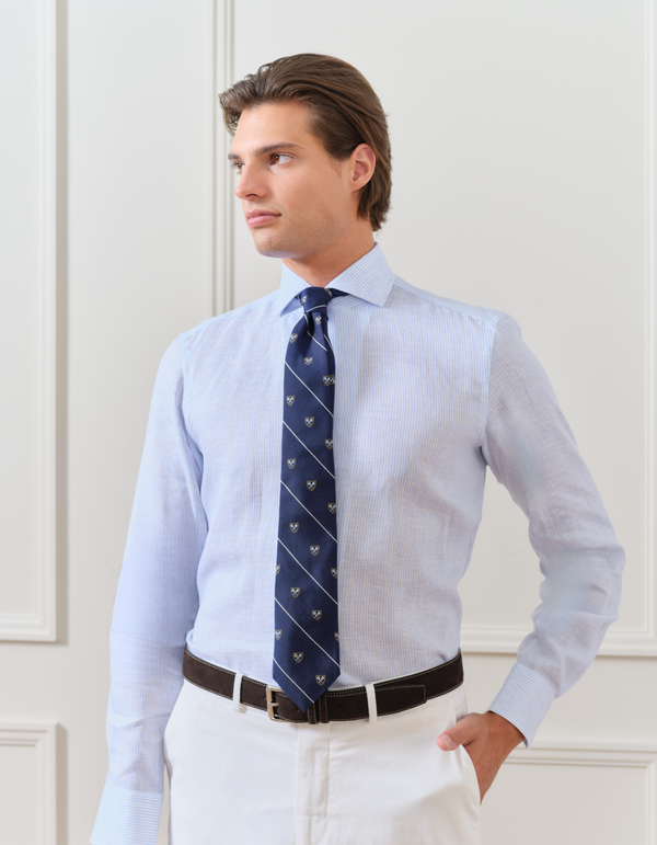 LUXURY LINEN ONE PIECE SPREAD COLLAR SHIRT