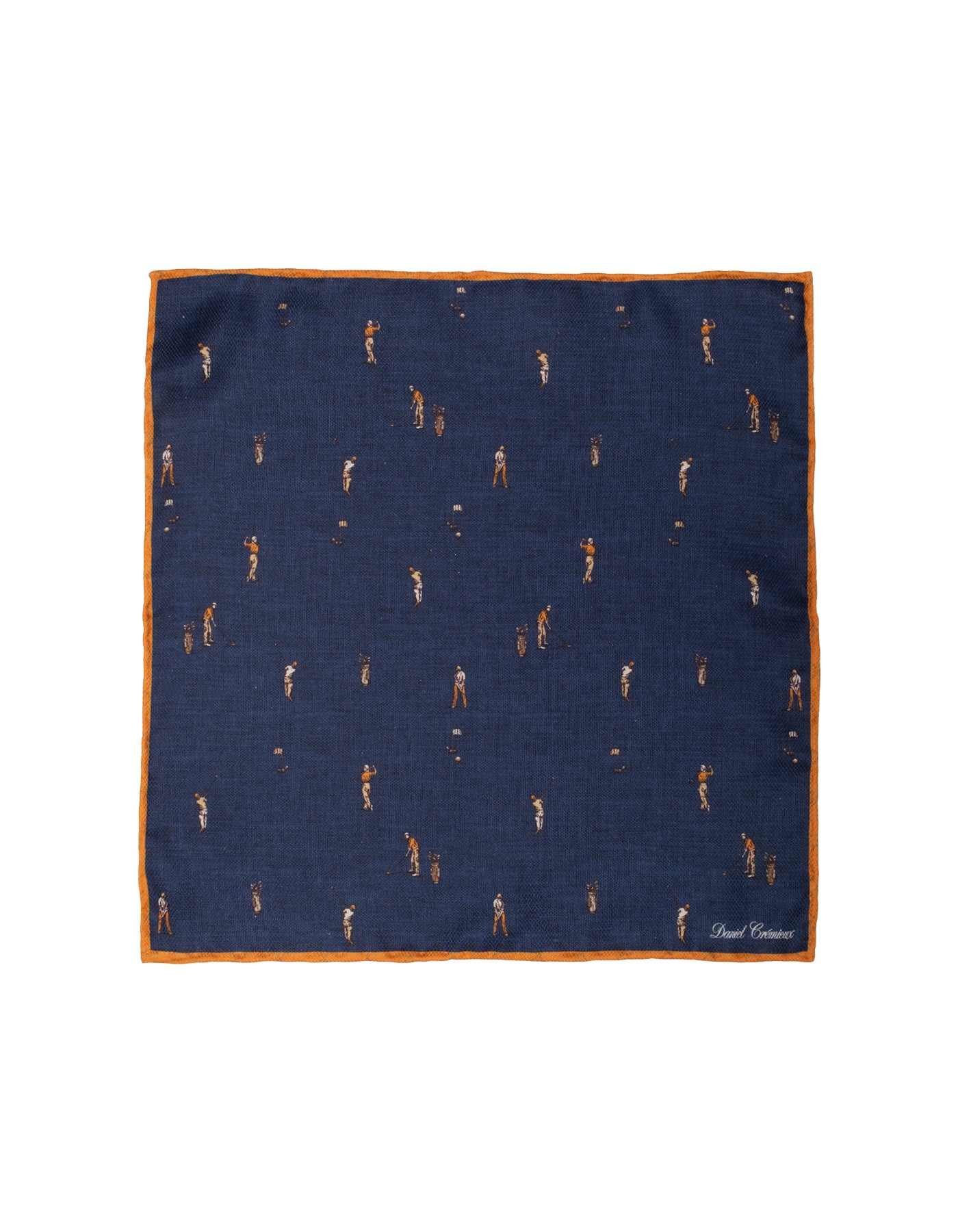 Silk Golfer Print Pocket Square