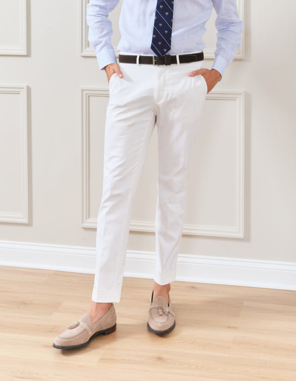 GARMENT DYED SATEEN PLAIN FRONT PANTS