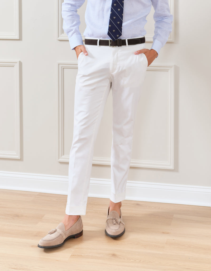 GARMENT DYED SATEEN PLAIN FRONT PANTS