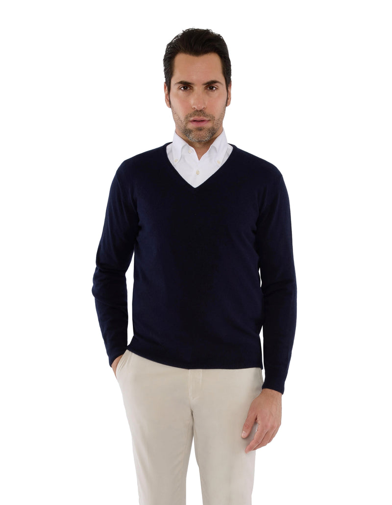 12GG MERINO CASHMERE V-NECK PULLOVER