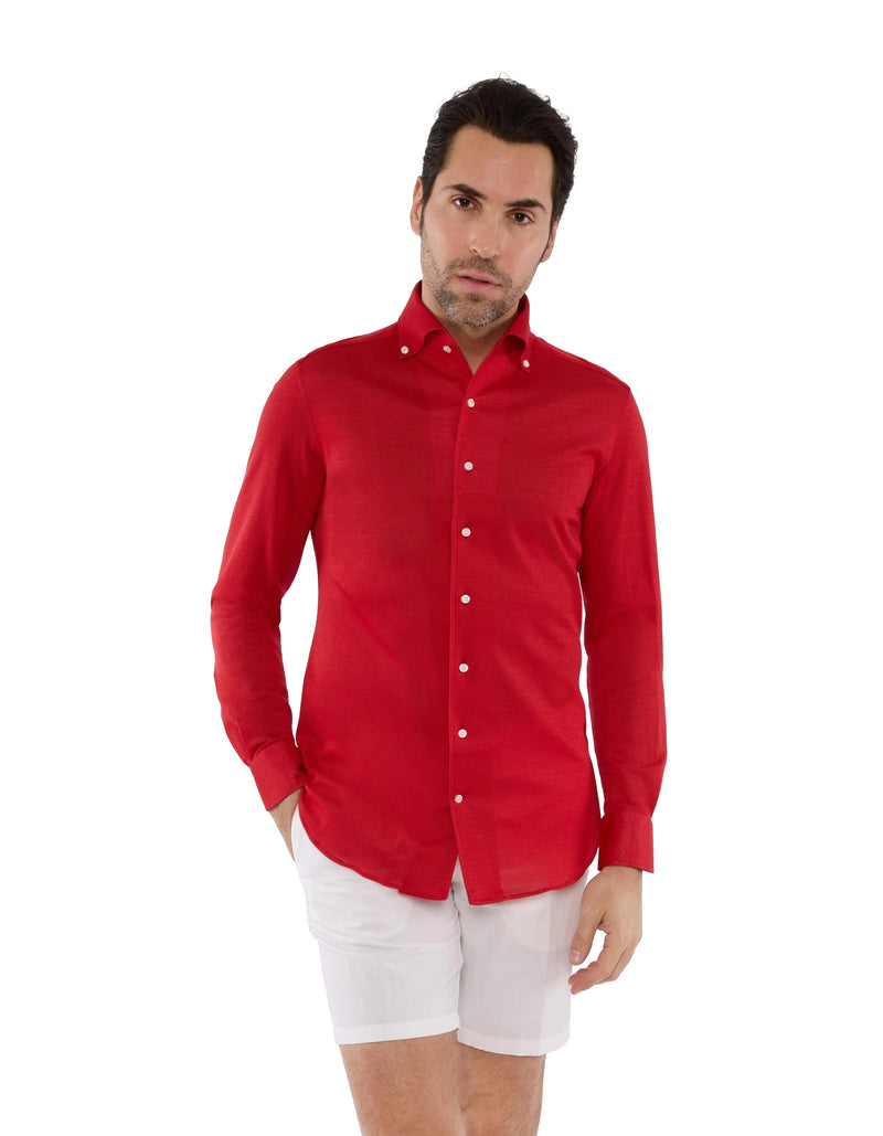 HANDMADE PIQUE KNIT ONE PIECE BUTTON DOWN COLLAR