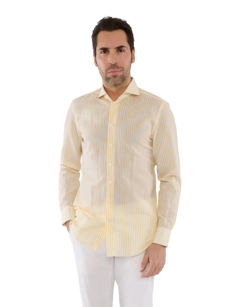 HANDMADE LINEN COTTON ONE PIECE SPREAD COLLAR SHIRT