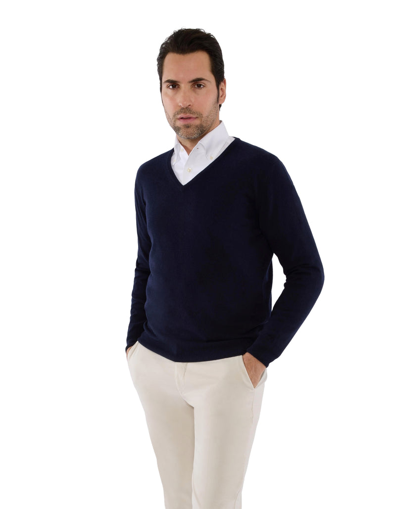 12GG MERINO CASHMERE V-NECK PULLOVER