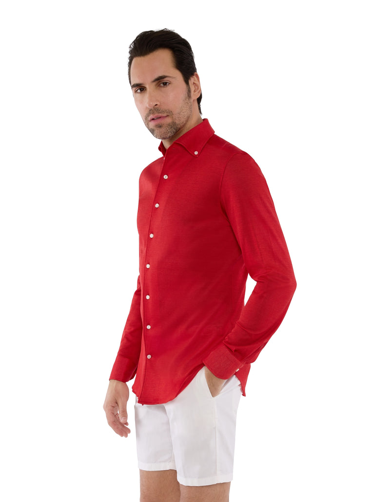 HANDMADE PIQUE KNIT ONE PIECE BUTTON DOWN COLLAR