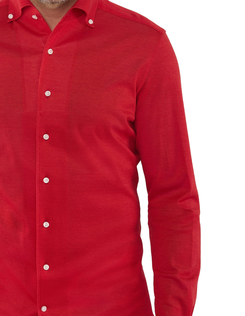 HANDMADE PIQUE KNIT ONE PIECE BUTTON DOWN COLLAR