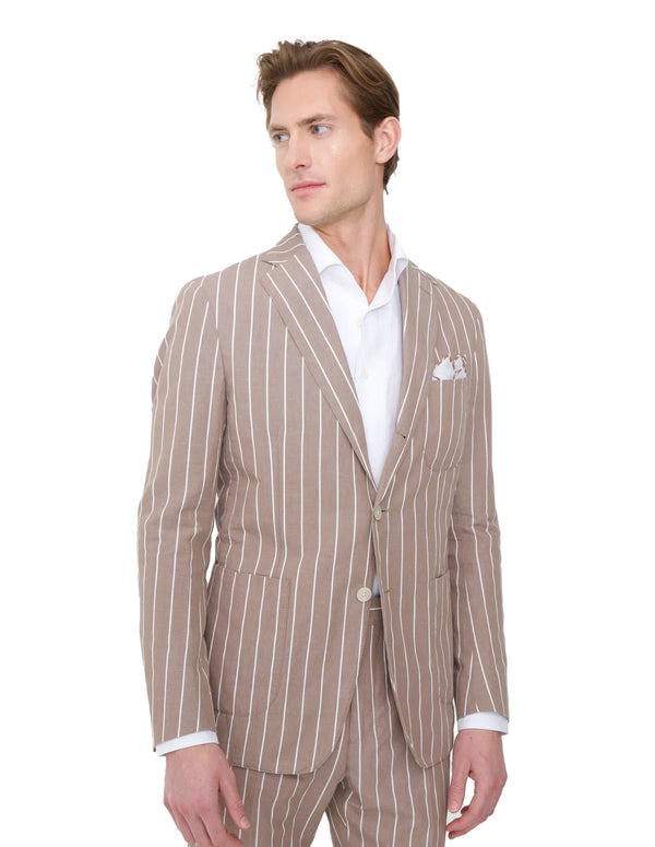 STRIPE COTTON LINEN FREETIME BLAZER