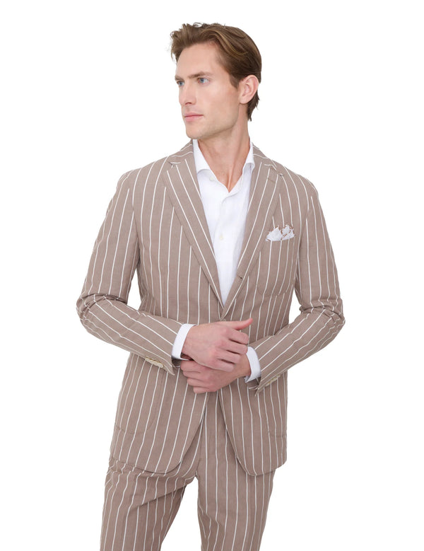 STRIPE COTTON LINEN FREETIME BLAZER