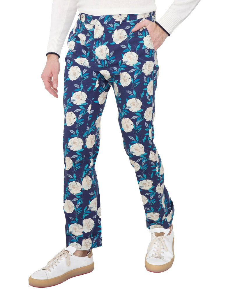 FLORAL PRINTED PLAIN FRONT PANTS