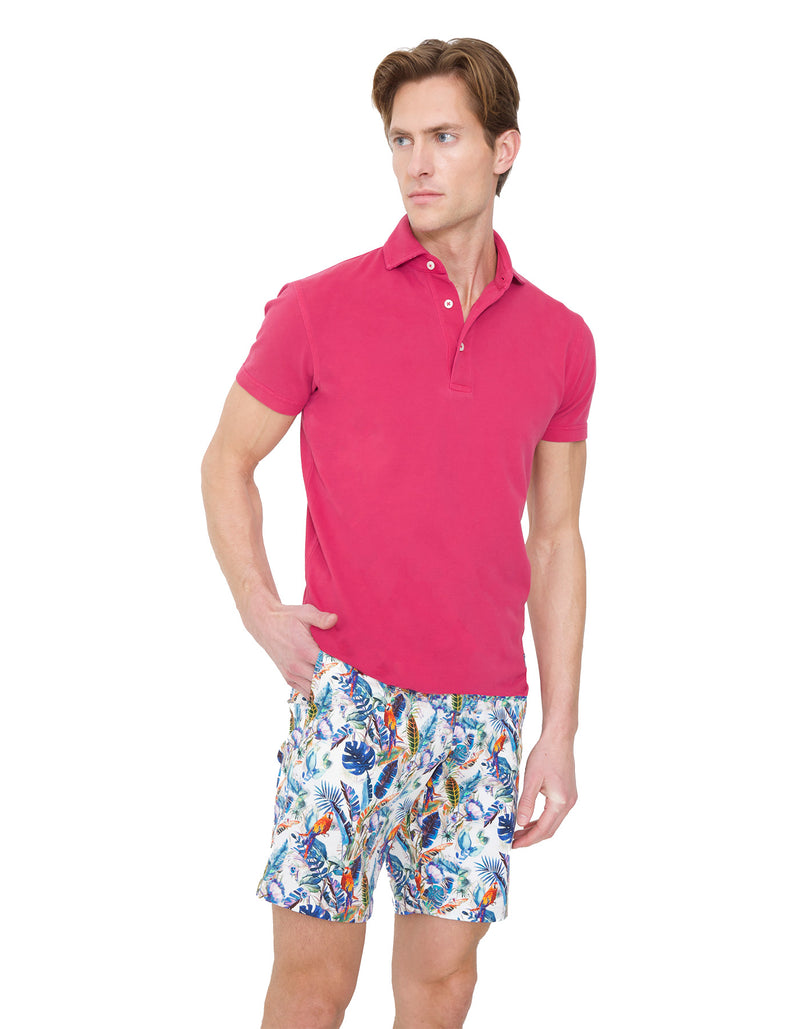 TROPICAL PRINTED SIDE TAB SHORTS