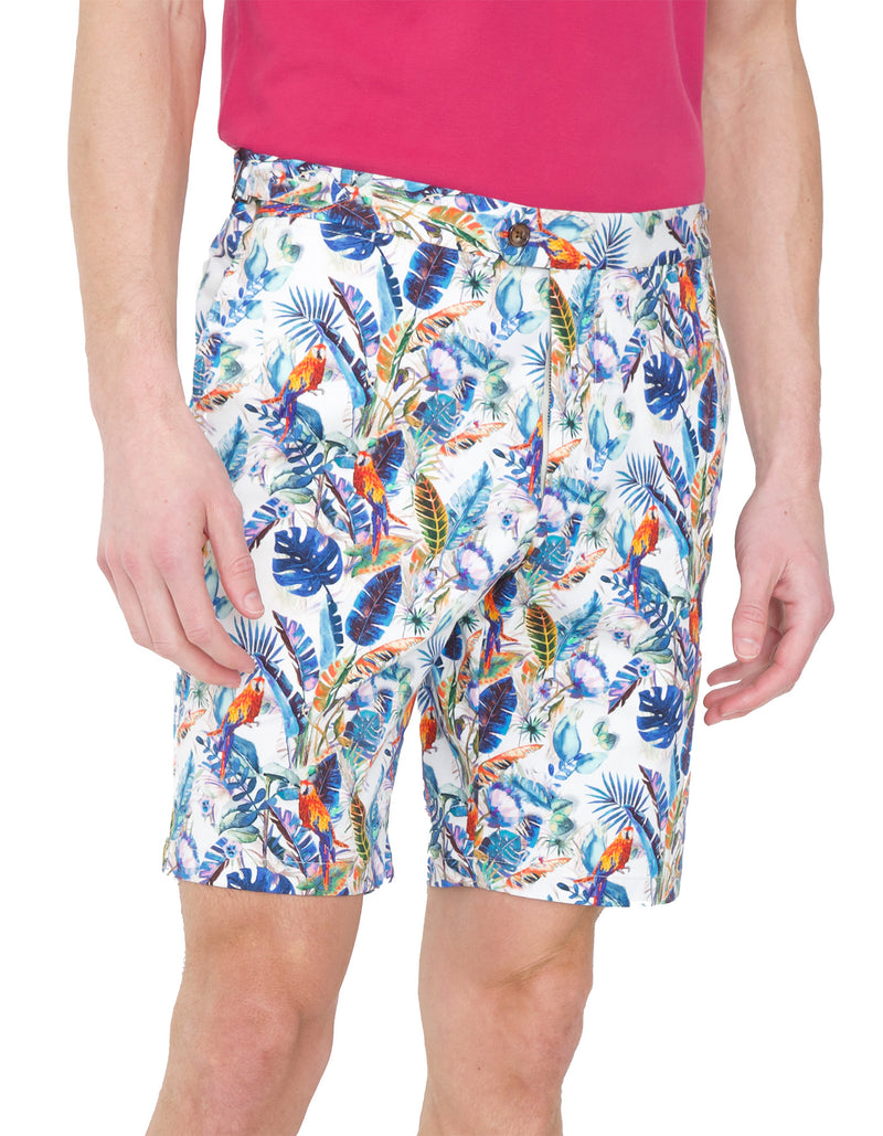 TROPICAL PRINTED SIDE TAB SHORTS