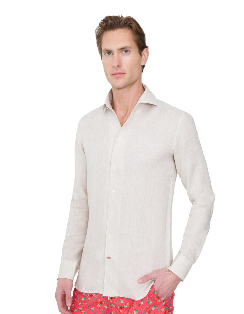 LUXURY LINEN ONE PIECE SPREAD COLLAR SHIRT