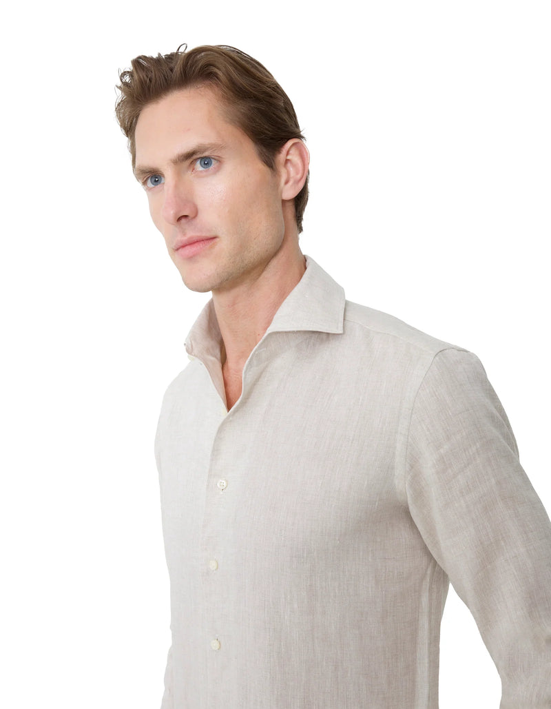 LUXURY LINEN ONE PIECE SPREAD COLLAR SHIRT