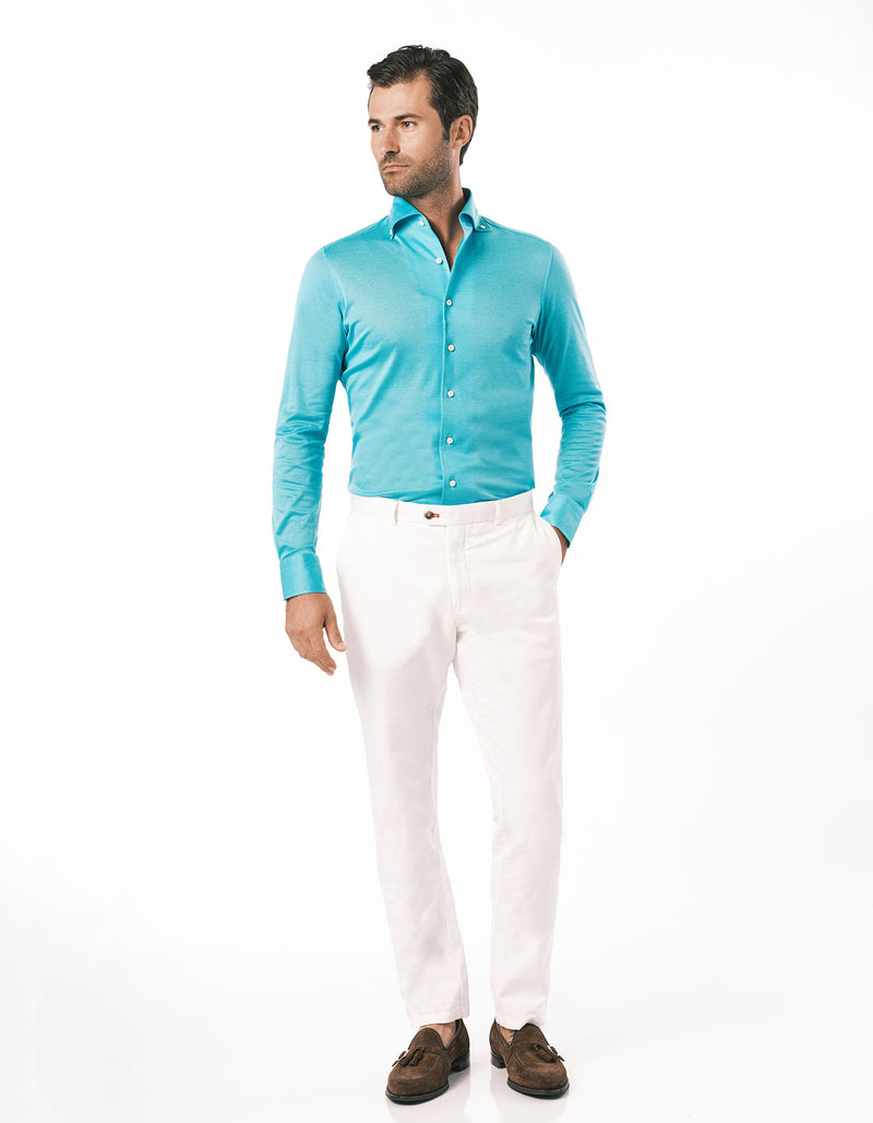 SLIM FIT GARMENT DYED COTTON LINEN CANVAS PANTS WHITE
