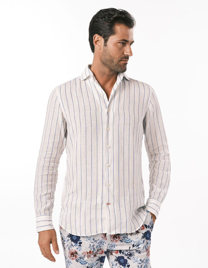 STRIPE ONE PIECE SPREAD COLLAR SHIRT