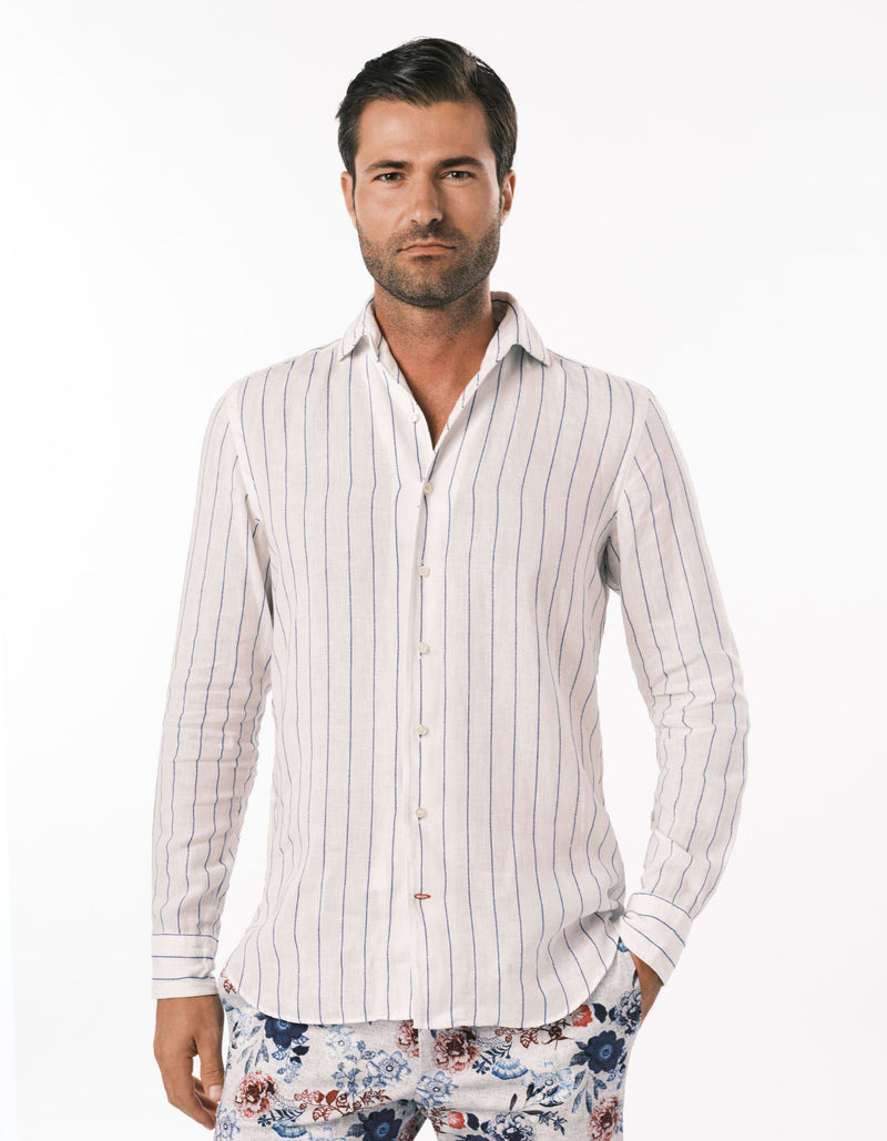 STRIPE ONE PIECE SPREAD COLLAR SHIRT
