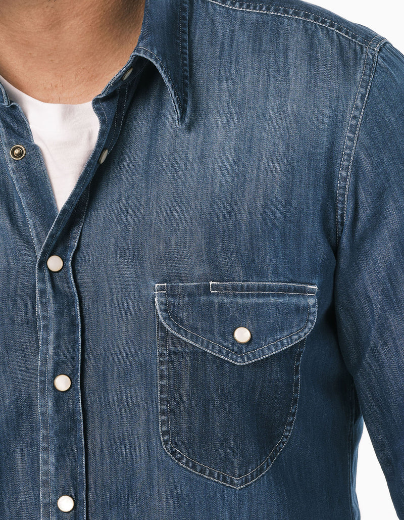 WASHED SOFT DENIM WORK SHIRT