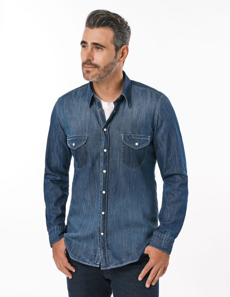 WASHED SOFT DENIM WORK SHIRT