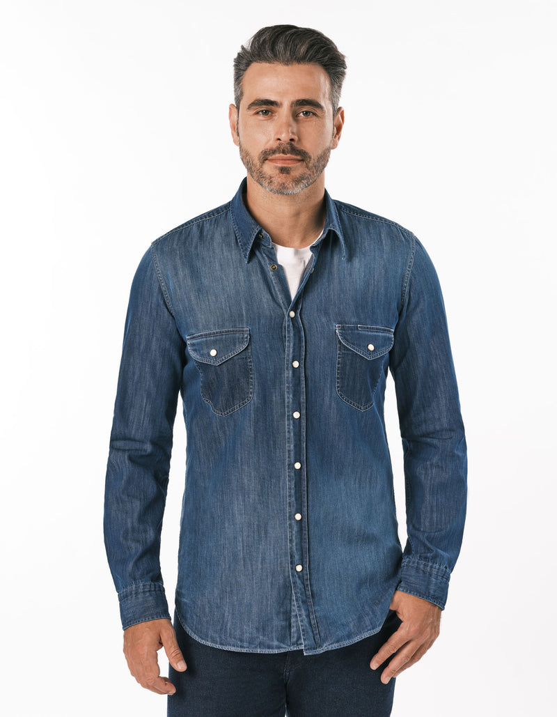 WASHED SOFT DENIM WORK SHIRT