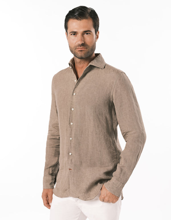 SAHARA WASHED LINEN SHIRT KHAKI
