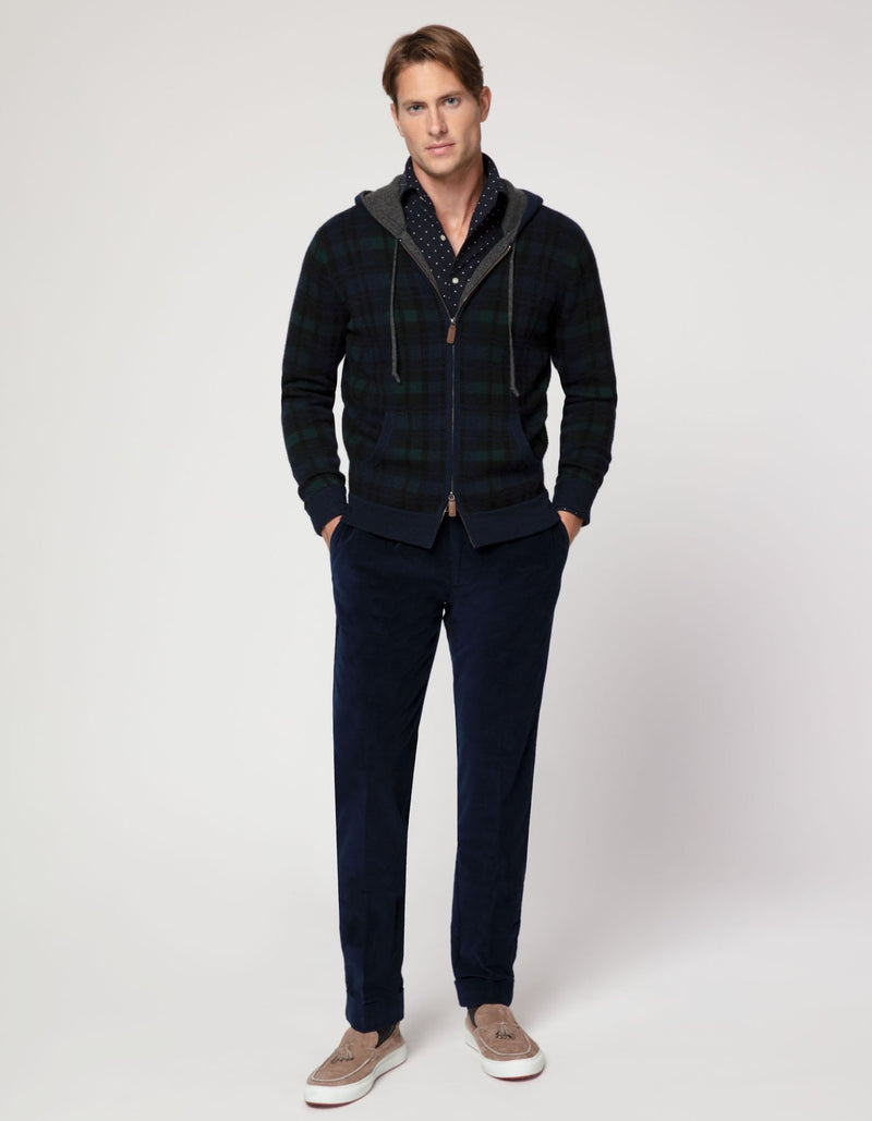 CREMIEUX NAVY MOLESKIN PLAIN-FRONT PANT