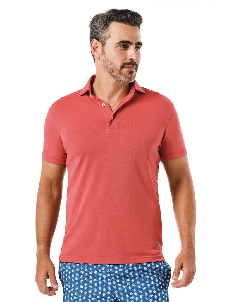 SUPIMA GARMENT DYED PIQUE POLO BERRY