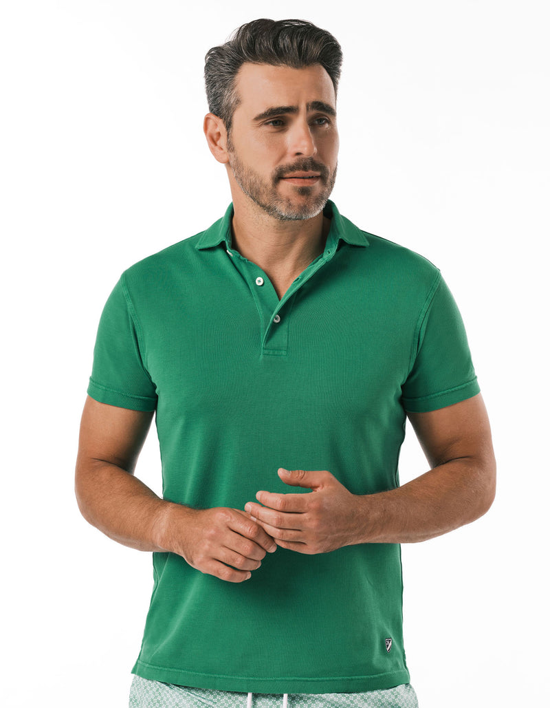 SUPIMA GARMENT DYED PIQUE POLO GREEN