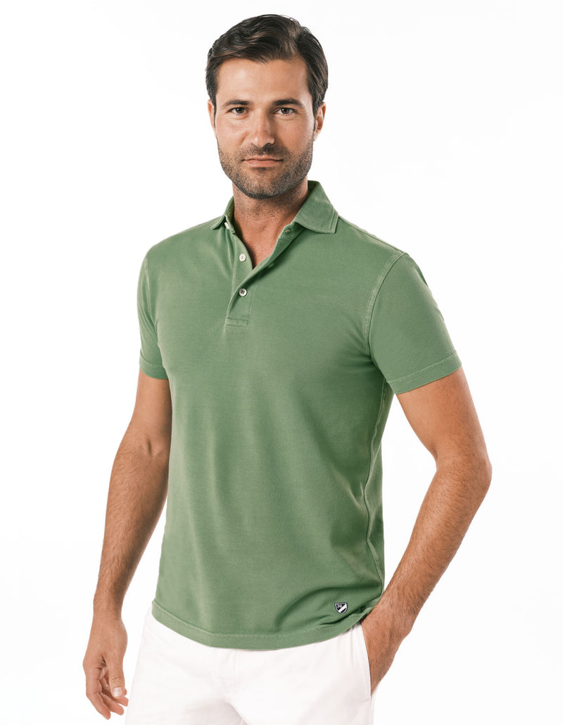 SUPIMA GARMENT DYED PIQUE POLO SAGE