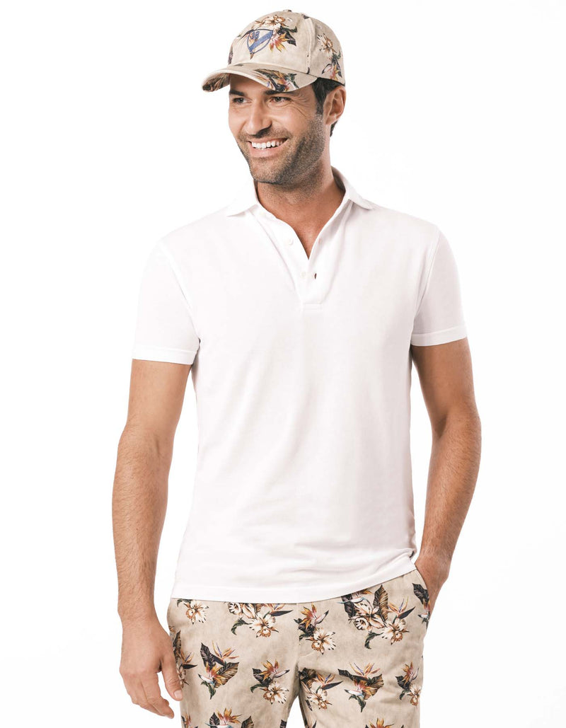 SUPIMA GARMENT DYED PIQUE POLO WHITE