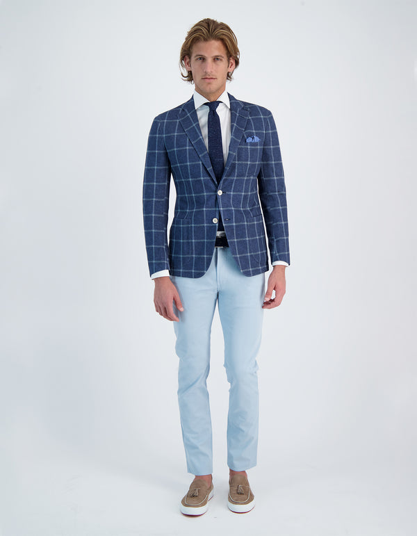 FREETIME LINEN COTTON KNIT WINDOWPANE BLAZER
