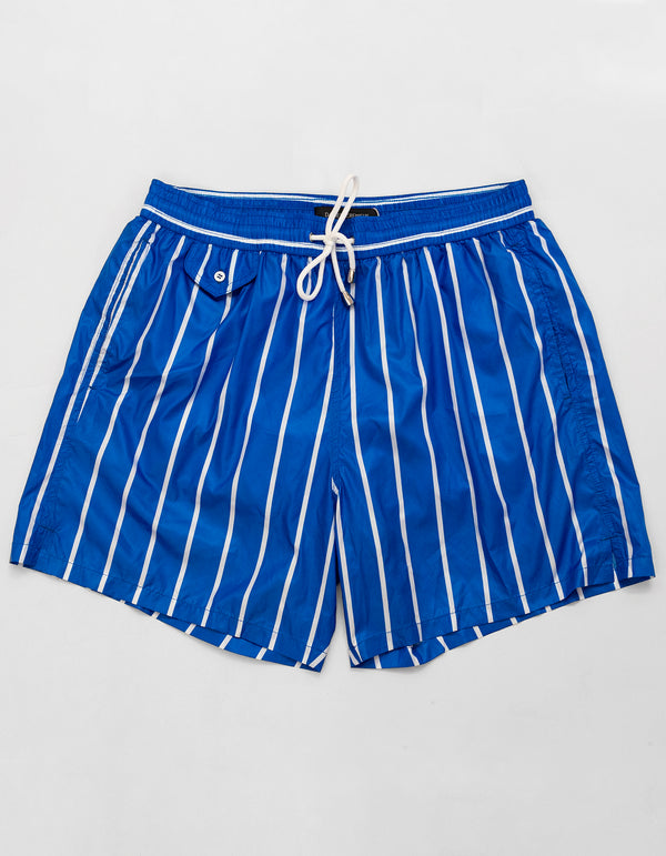 ROYAL BLUE PINSTRIPES SWIM SHORTS