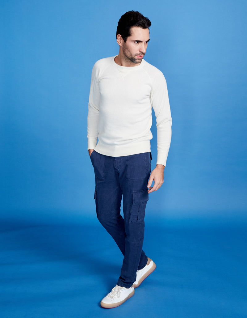 CREMIEUX ECRU CASHMERE CREW NECK SWEATER