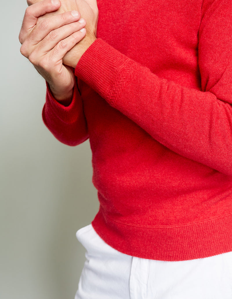 RED CASHMERE CREW NECK SWEATER