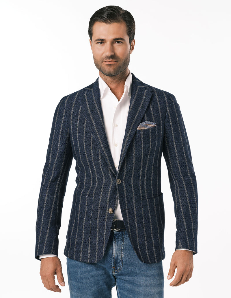 JACQUARD STRIPE KNIT BLAZER