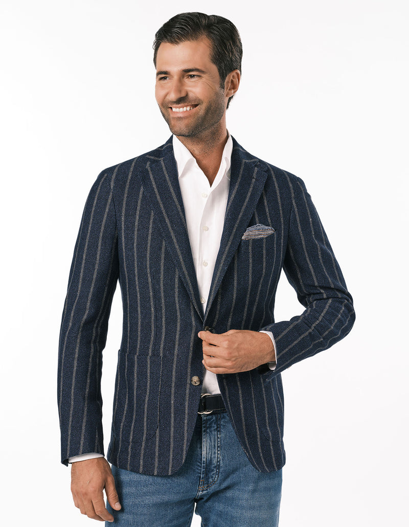 JACQUARD STRIPE KNIT BLAZER