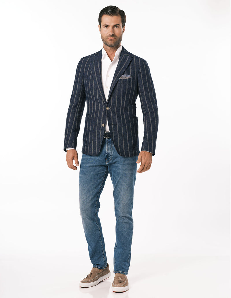 JACQUARD STRIPE KNIT BLAZER