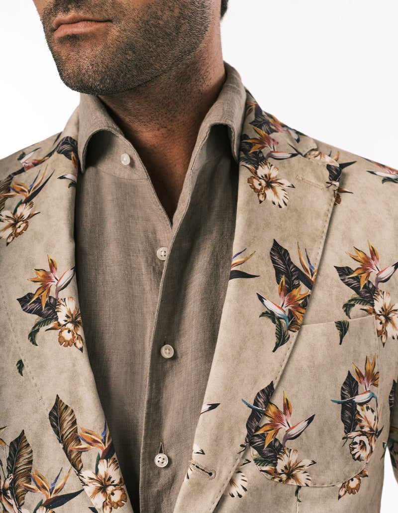 FLORAL PRINTED BLAZER KHAKI