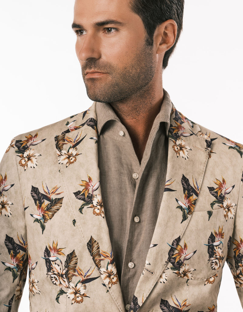 FLORAL PRINTED BLAZER KHAKI