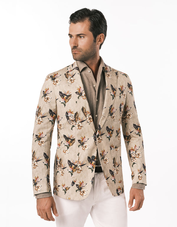 FLORAL PRINTED BLAZER KHAKI