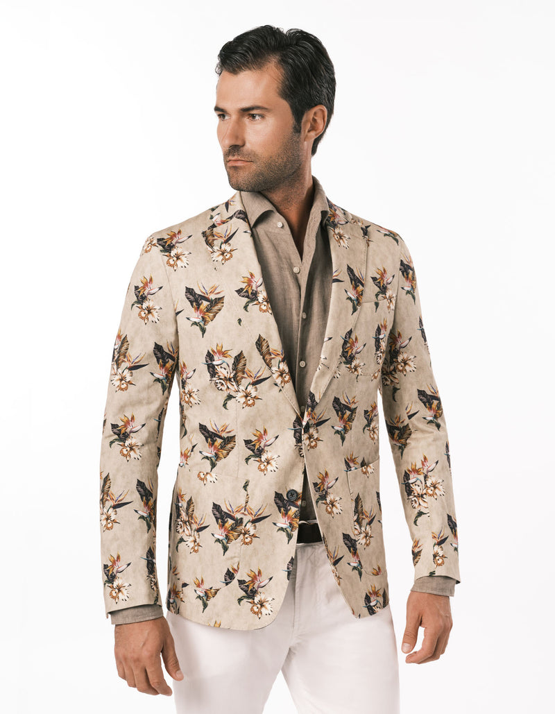 FLORAL PRINTED BLAZER KHAKI