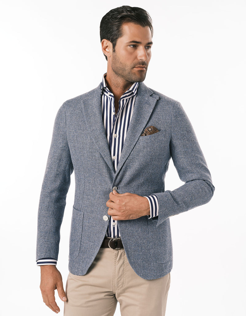 HOPSACK BLAZER BLUE
