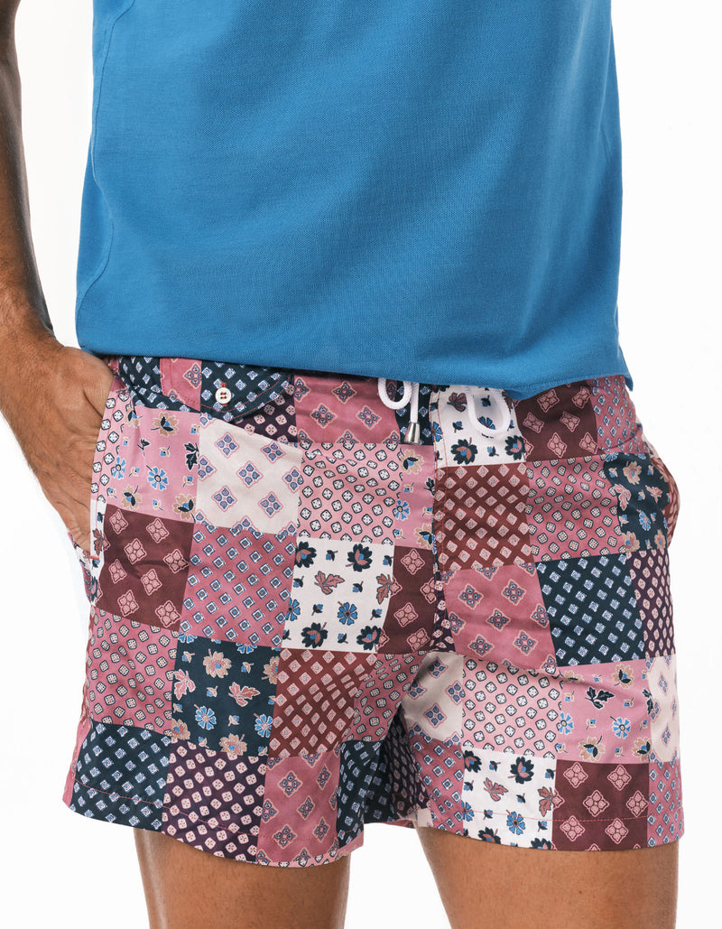 LIBERTY PATCHWORK PRINTED SWIM SHORTS