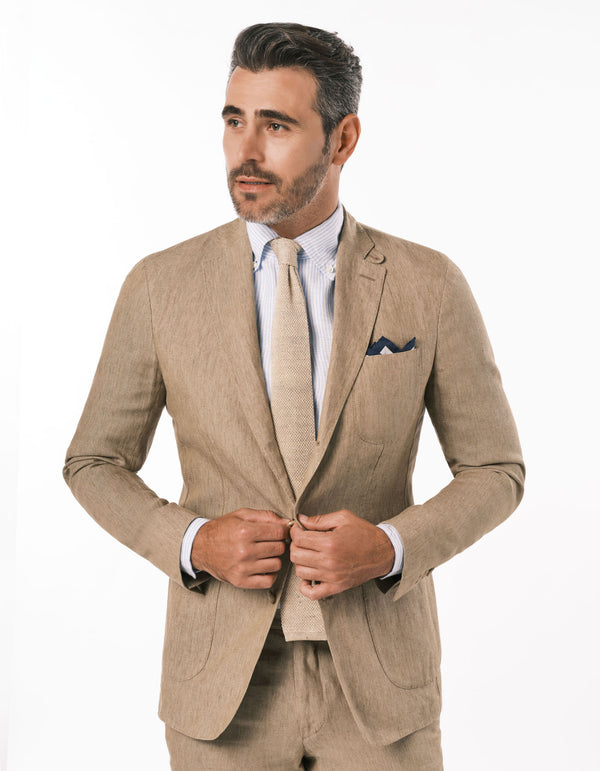 SOLID LINEN BLAZER & PLAIN FRONT PANT