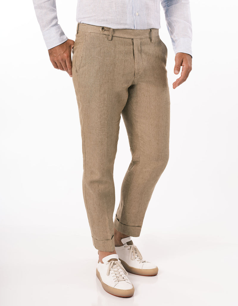 SOLID LINEN BLAZER & PLAIN FRONT PANT