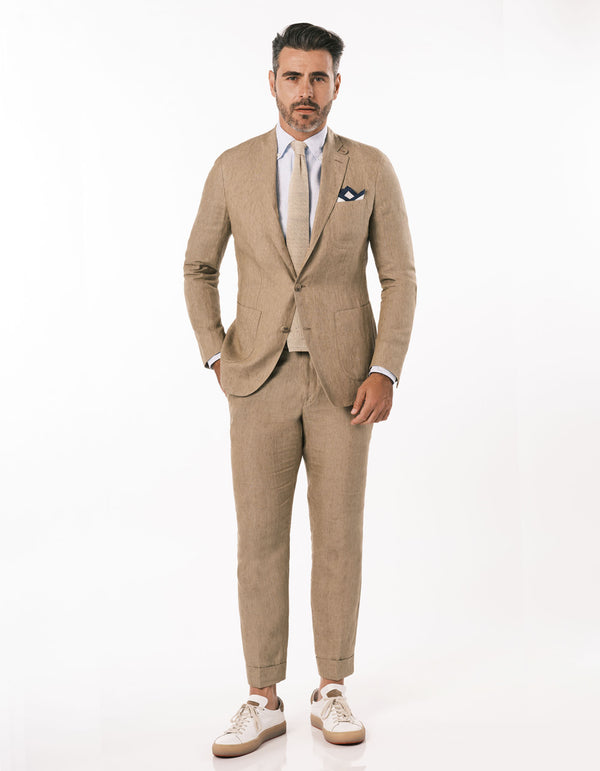 SOLID LINEN BLAZER & PLAIN FRONT PANT