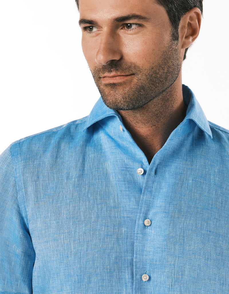 SAHARA LINEN SHIRT BRIGHT BLUE