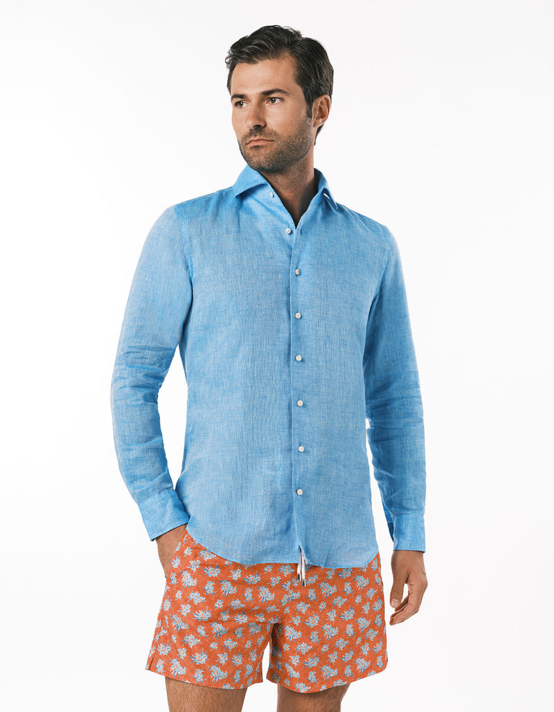 SAHARA LINEN SHIRT BRIGHT BLUE