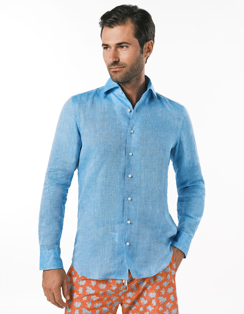 SAHARA LINEN SHIRT BRIGHT BLUE